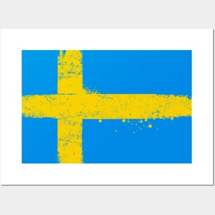 Distressed Swedish Flag Posters and Art